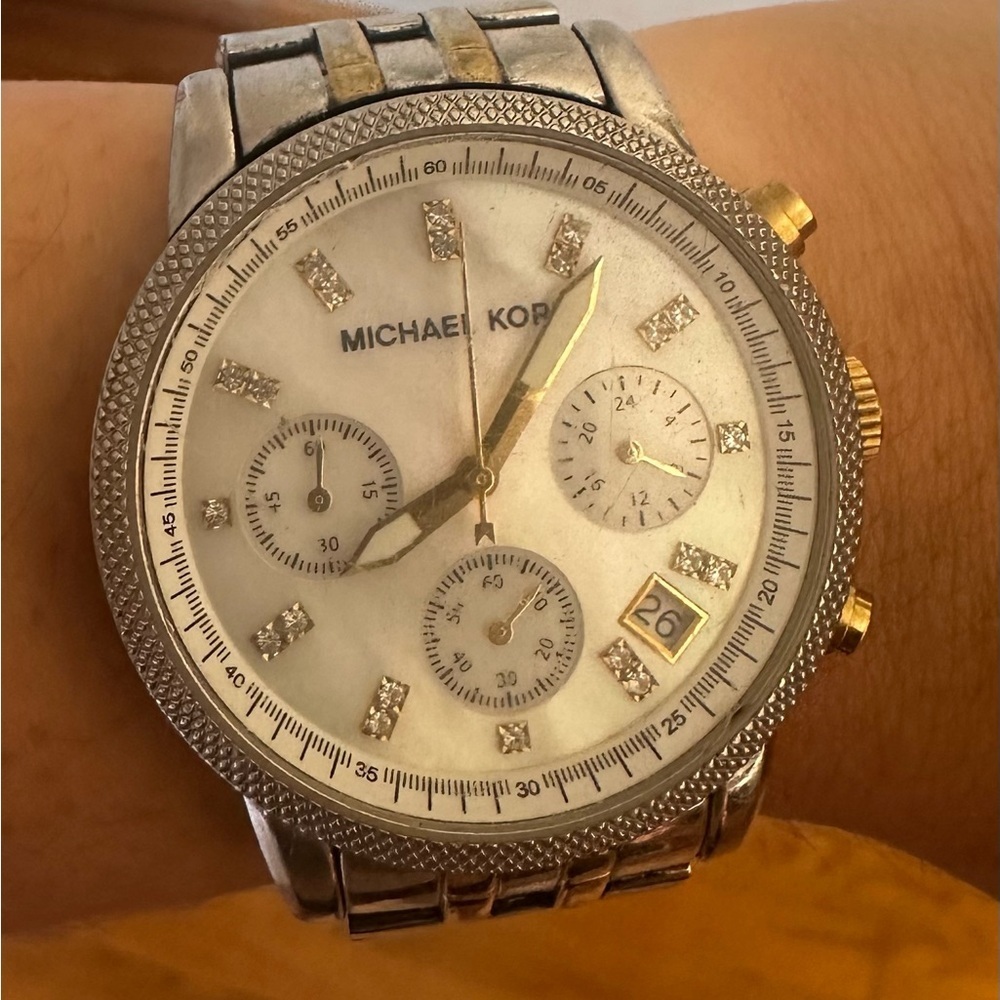 Michael Kors Two-Tone Chronograph Ladies’ Watch “As-Is” condition - Picture 8 of 9